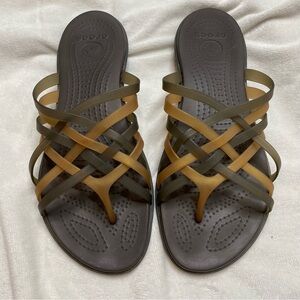 Crocs Hurache Brown Strappy Flip Flop Sandals